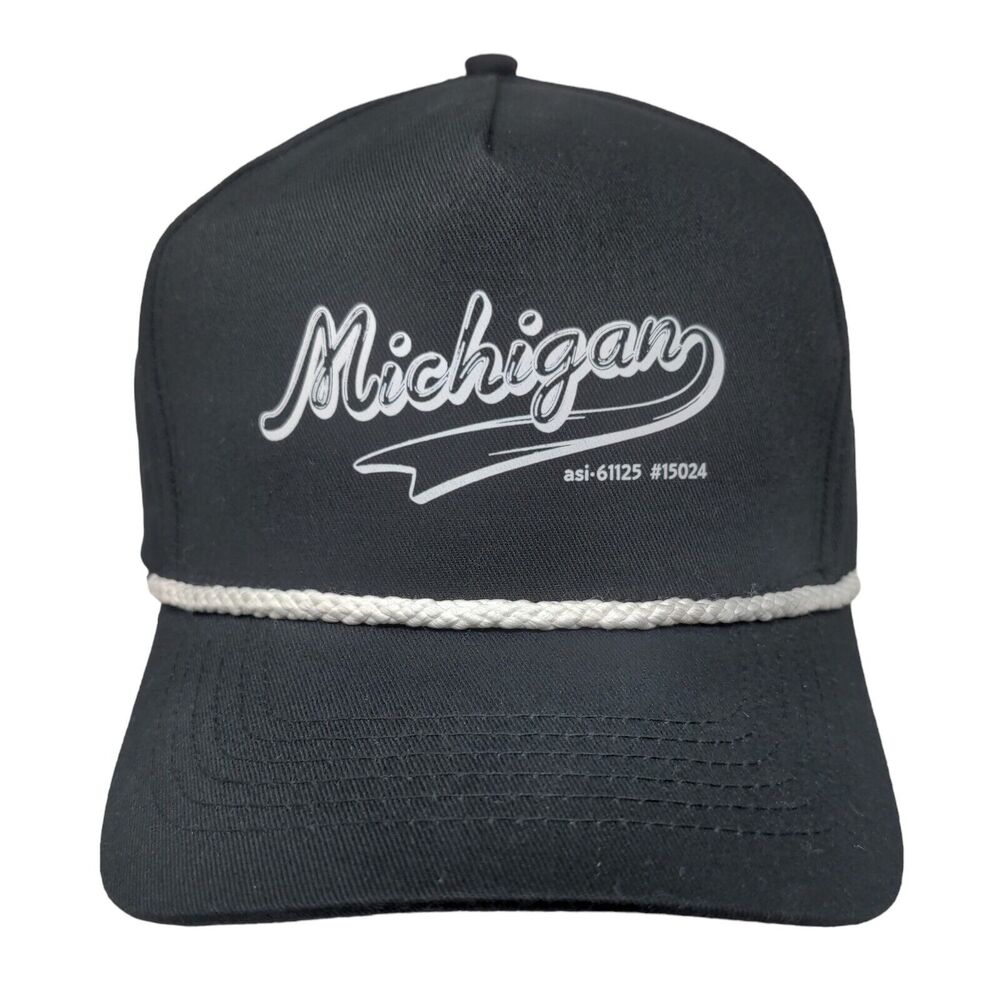 Michigan Snapback Rope Hat Black OSFM Adjustable 5 Panel Hit